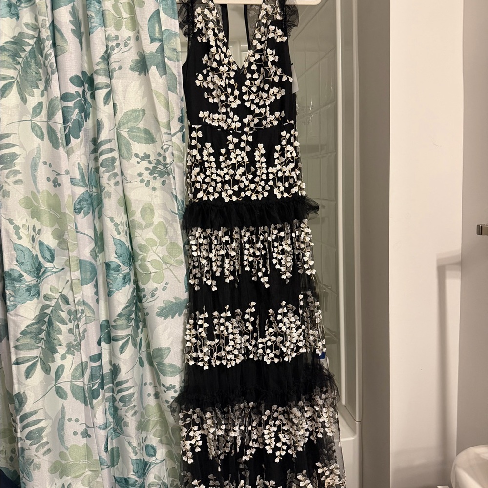 BCBGMaxAzria Black and White Floral Maxi Dress